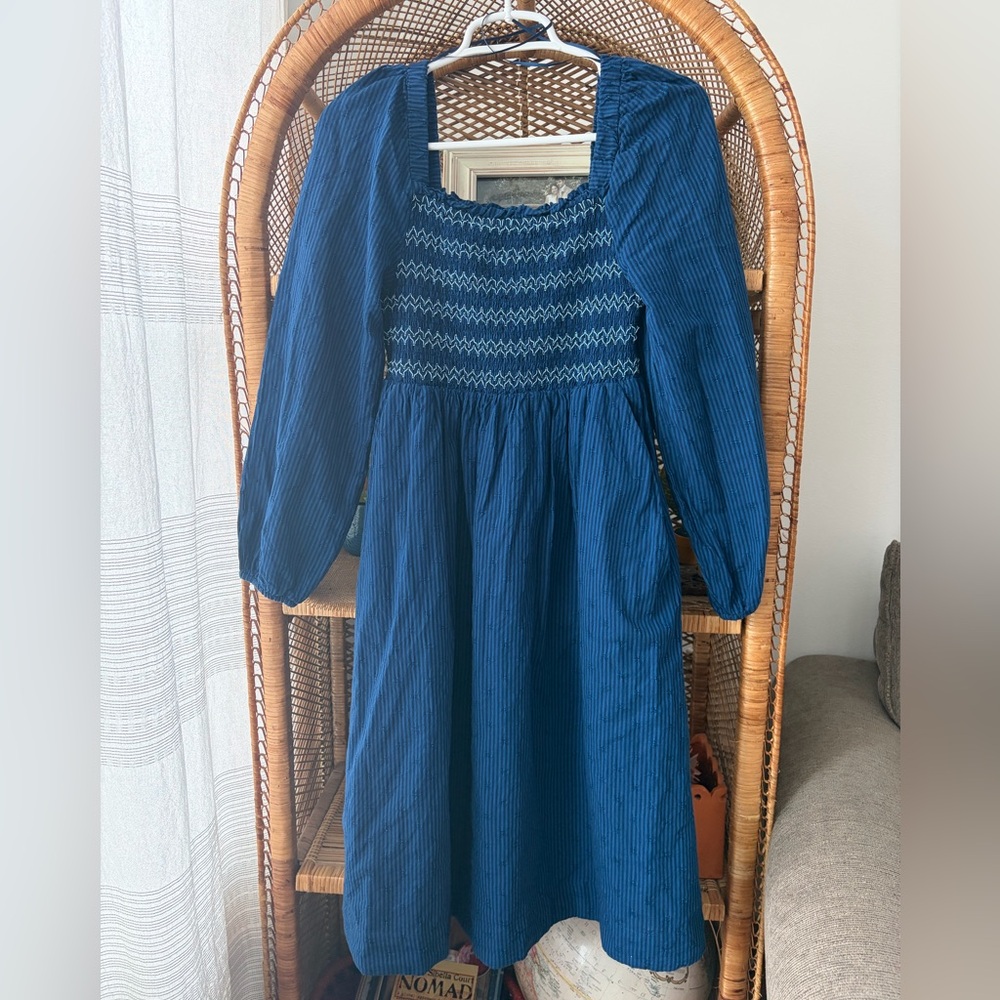 Draper James Blue Smocked Midi Dress